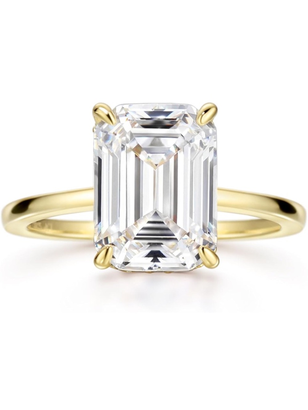 18K Gold Plated 4 ct Emerald cut Cubic Zirconia Ring- Size 7.5